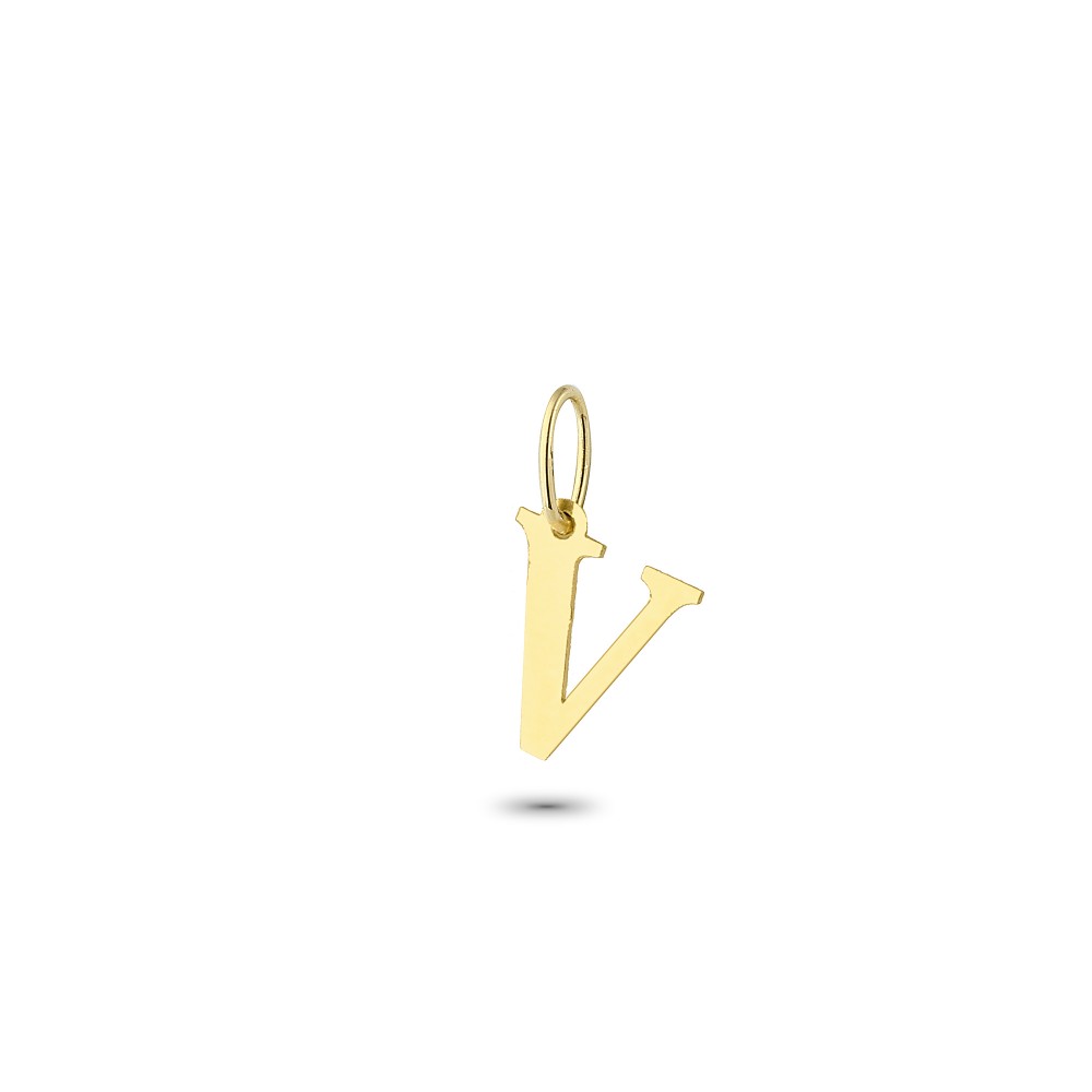 Glorria 14k Solid Gold Letter V Pendant