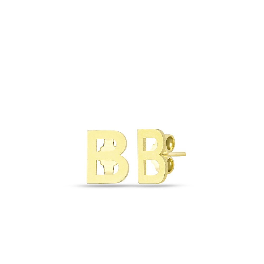 Glorria 14k Solid Gold B Letter Earring