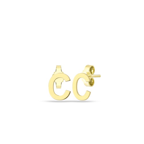 Glorria 14k Solid Gold C Letter Earring Glorria 14k Solid Gold C Letter Earring