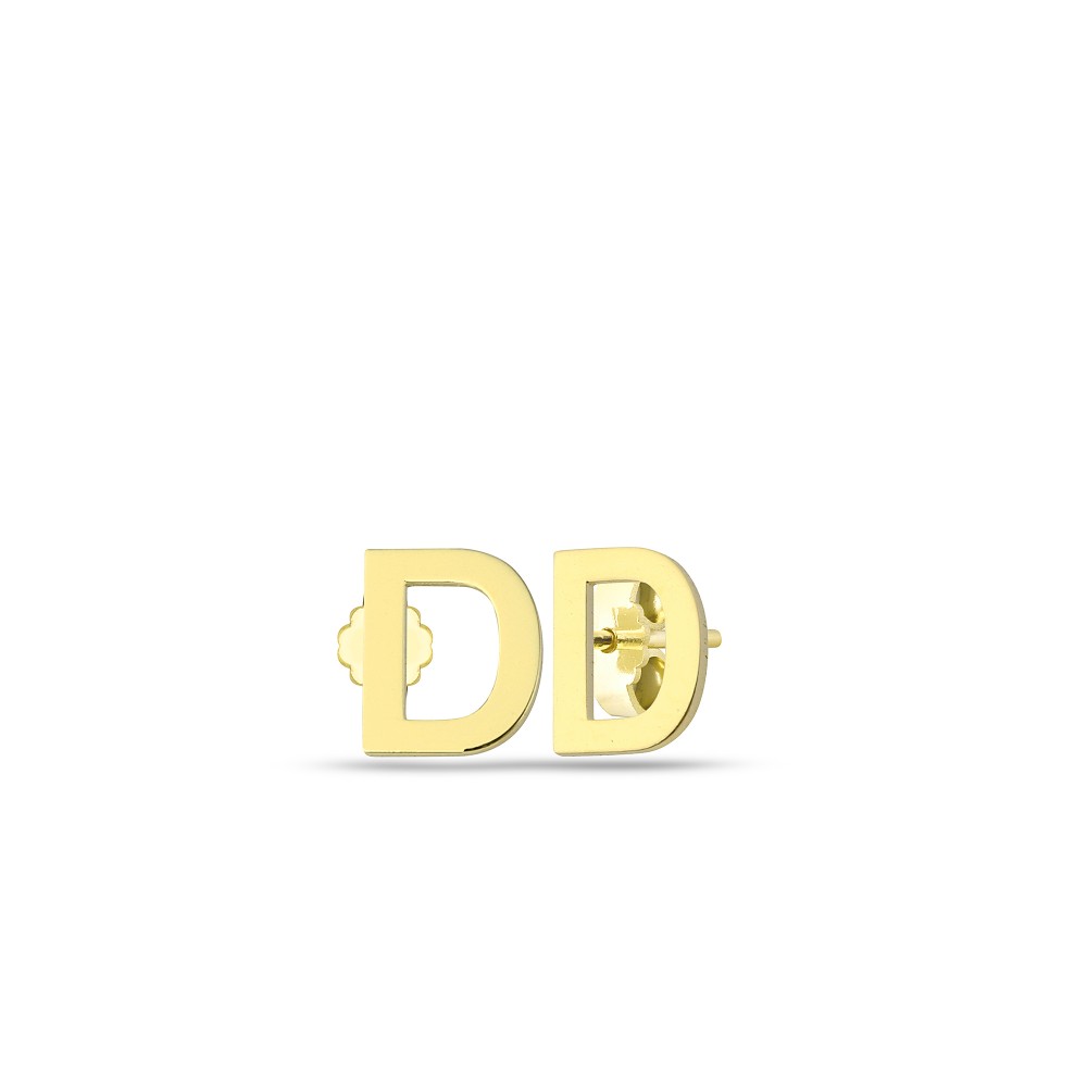 Glorria 14k Solid Gold D Letter Earring
