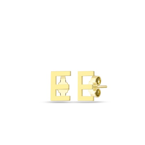 Glorria 14k Solid Gold E Letter Earring Glorria 14k Solid Gold E Letter Earring