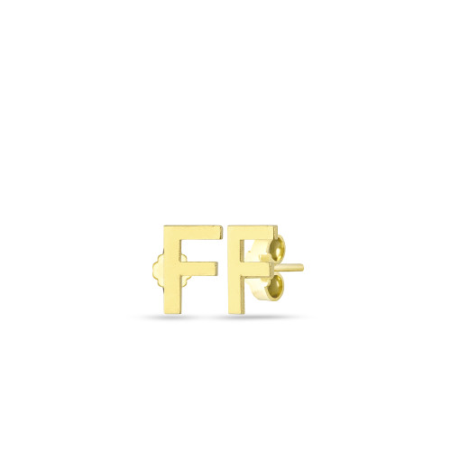 Glorria 14k Solid Gold F Letter Earring Glorria 14k Solid Gold F Letter Earring