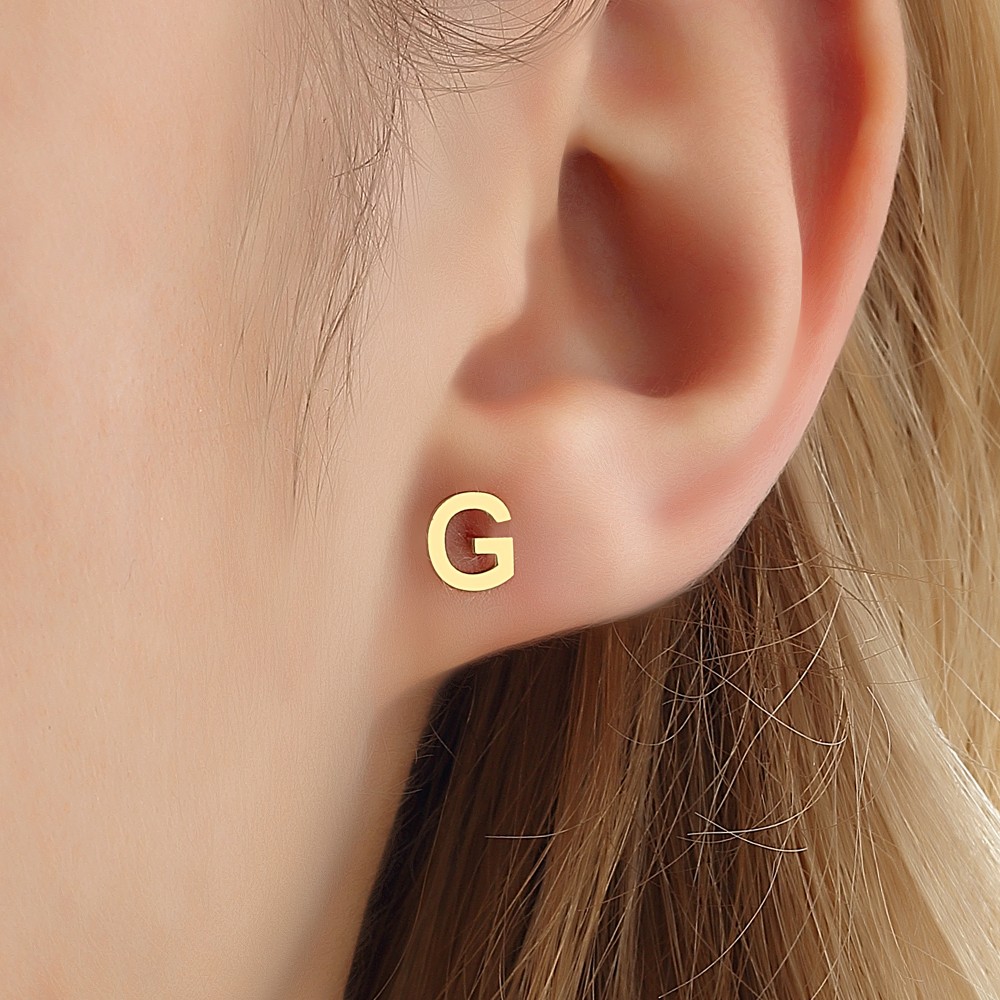 Glorria 14k Solid Gold G Letter Earring