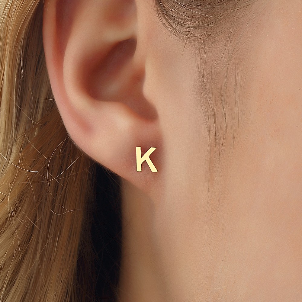 Glorria 14k Solid Gold K Letter Earring