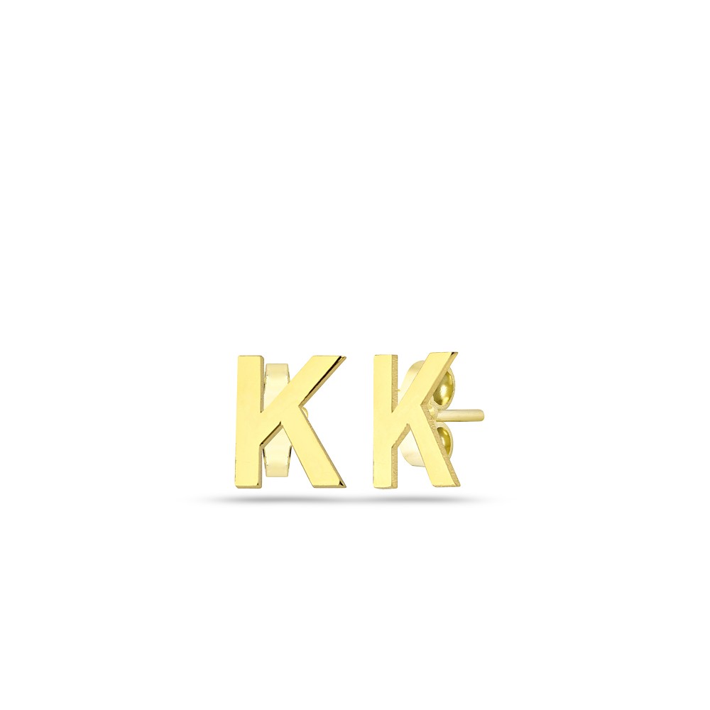 Glorria 14k Solid Gold K Letter Earring