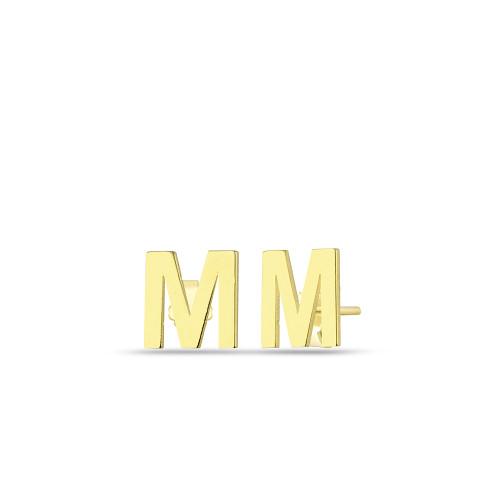 Glorria 14k Solid Gold M Letter Earring Glorria 14k Solid Gold M Letter Earring