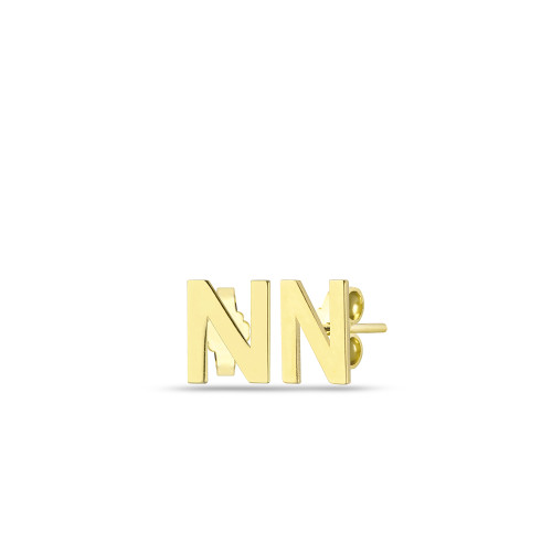 Glorria 14k Solid Gold N Letter Earring Glorria 14k Solid Gold N Letter Earring