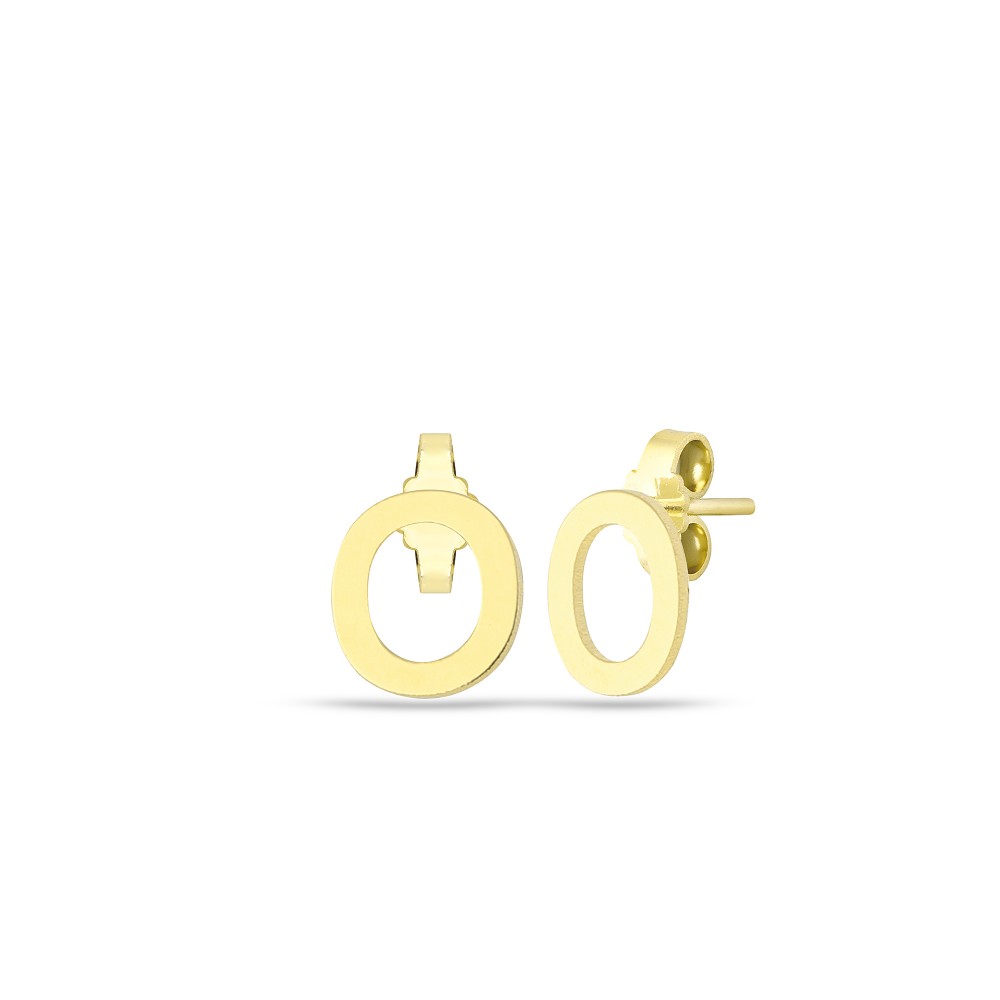 Glorria 14k Solid Gold O Letter Earring
