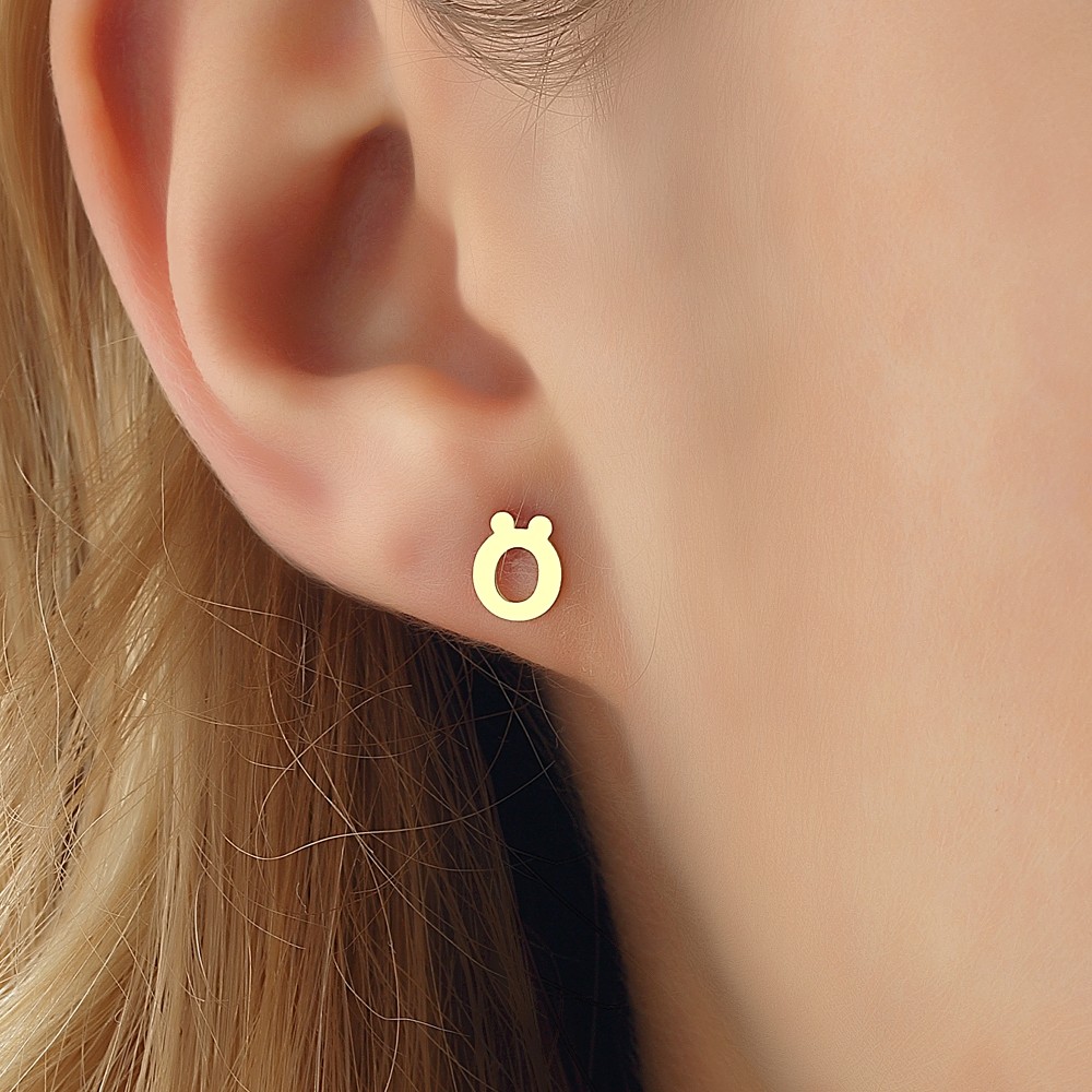 Glorria 14k Solid Gold Ö Letter Earring