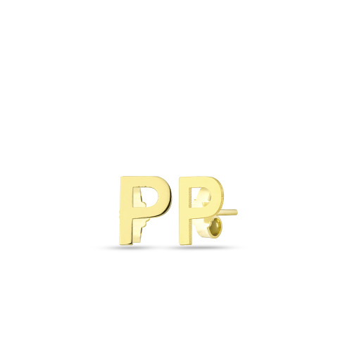 Glorria 14k Solid Gold P Letter Earring Glorria 14k Solid Gold P Letter Earring
