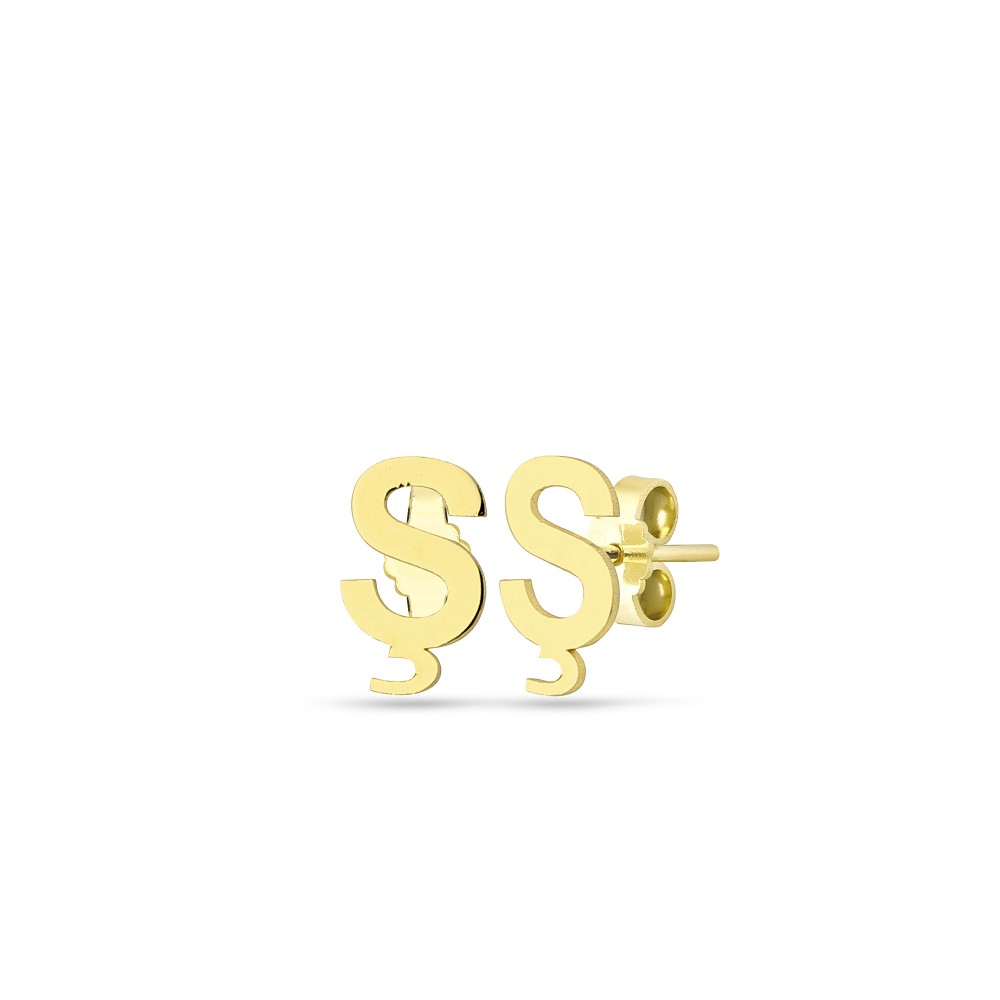 Glorria 14k Solid Gold Ş Letter Earring