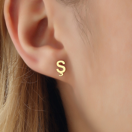 Glorria 14k Solid Gold Ş Letter Earring Glorria 14k Solid Gold Ş Letter Earring