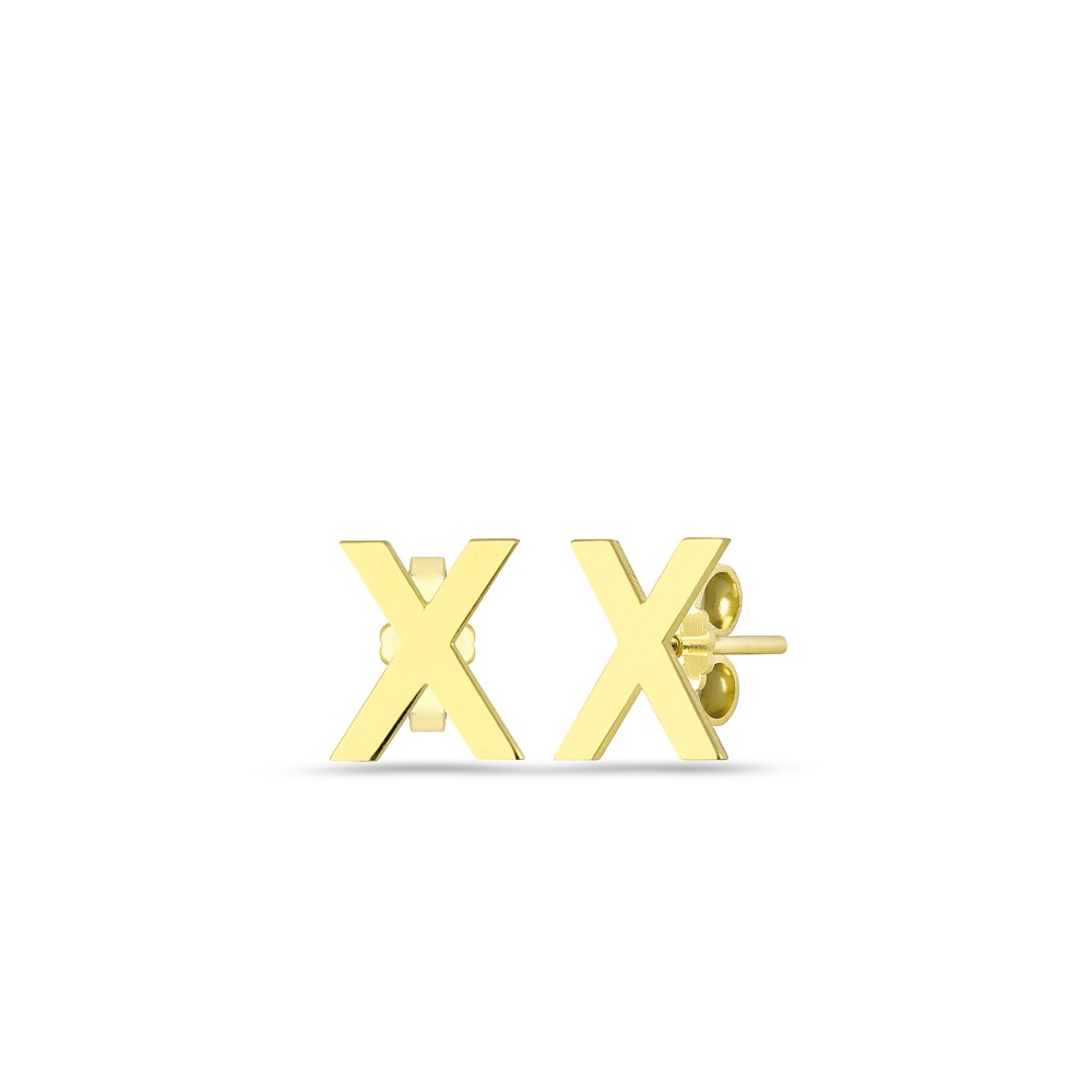 Glorria 14k Solid Gold X Letter Earring