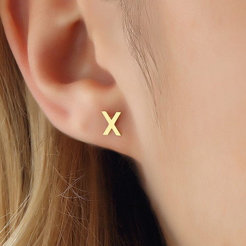 Glorria 14k Solid Gold X Letter Earring Glorria 14k Solid Gold X Letter Earring