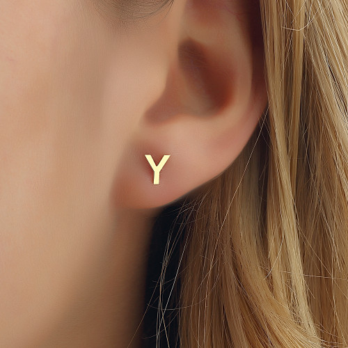 Glorria 14k Solid Gold Y Letter Earring Glorria 14k Solid Gold Y Letter Earring