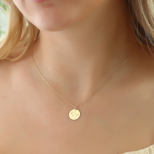 Glorria 14k Solid Gold Gemini Zodiac Necklace Glorria 14k Solid Gold Gemini Zodiac Necklace