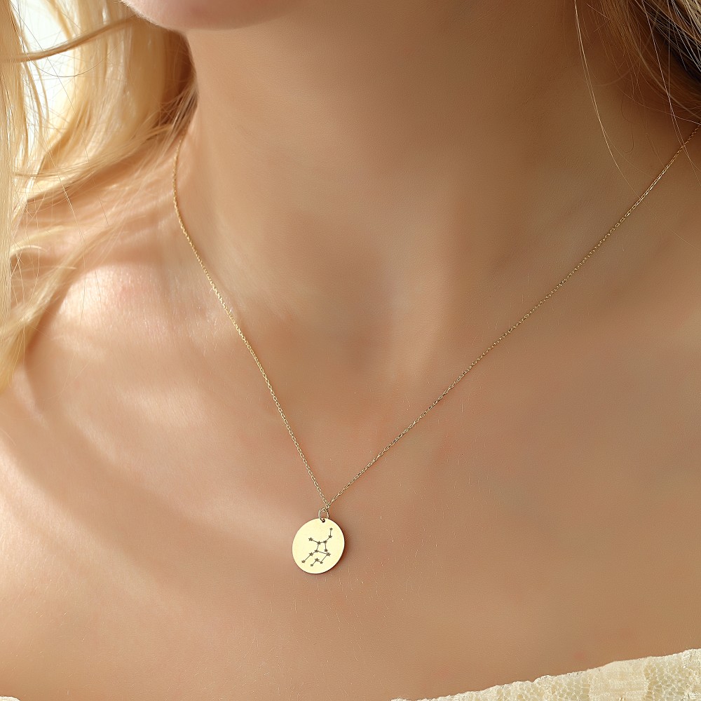 Glorria 14k Solid Gold Virgo Zodiac Necklace