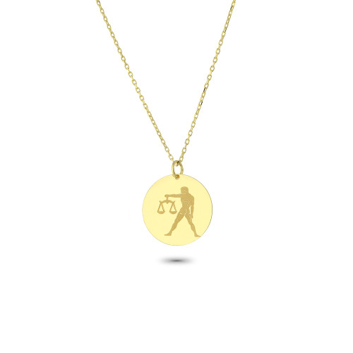 Glorria 14k Solid Gold Libra Zodiac Necklace Glorria 14k Solid Gold Libra Zodiac Necklace