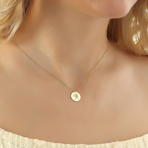 Glorria 14k Solid Gold Libra Zodiac Necklace Glorria 14k Solid Gold Libra Zodiac Necklace