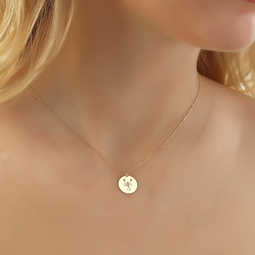 Glorria 14k Solid Gold Scorpio Zodiac Necklace Glorria 14k Solid Gold Scorpio Zodiac Necklace