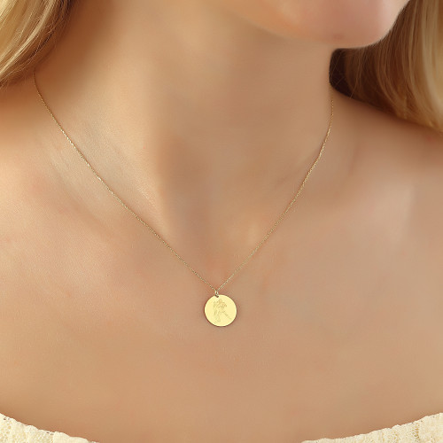 Glorria 14k Solid Gold Aquarius Zodiac Necklace Glorria 14k Solid Gold Aquarius Zodiac Necklace