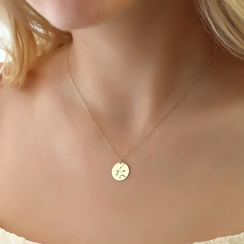Glorria 14k Solid Gold Aquarius Zodiac Necklace Glorria 14k Solid Gold Aquarius Zodiac Necklace