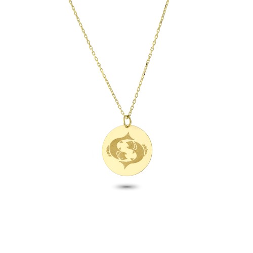Glorria 14k Solid Gold Pisces Zodiac Necklace Glorria 14k Solid Gold Pisces Zodiac Necklace