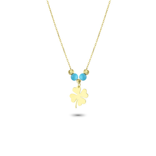 Glorria 14k Solid Gold Color Stone Clover Necklace Glorria 14k Solid Gold Color Stone Clover Necklace