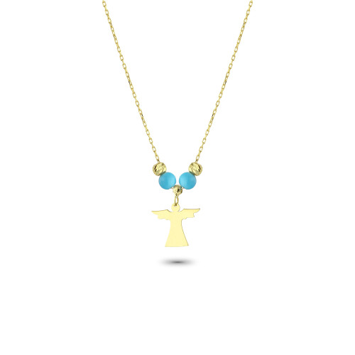 Glorria 14k Solid Gold Color Stone Angel Necklace Glorria 14k Solid Gold Color Stone Angel Necklace