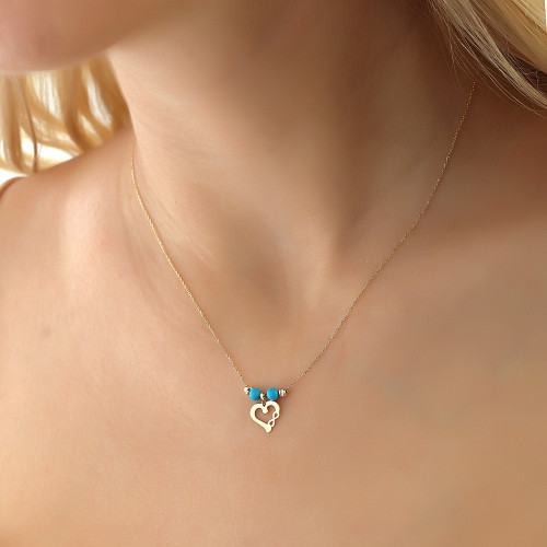 Glorria 14k Solid Gold Color Heart Infinity Necklace Glorria 14k Solid Gold Color Heart Infinity Necklace