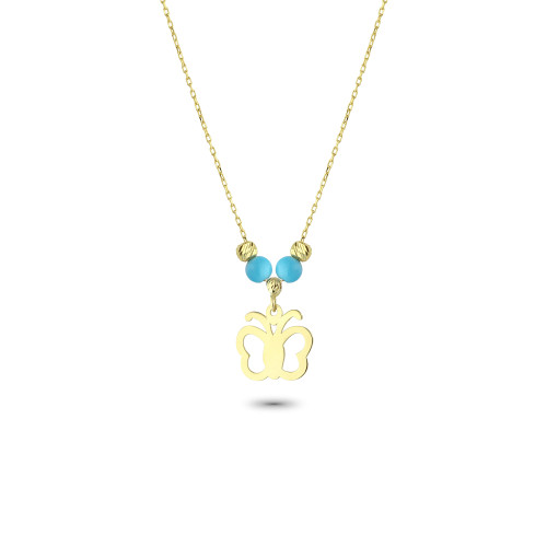 Glorria 14k Solid Gold Color Stone Butterfly Necklace Glorria 14k Solid Gold Color Stone Butterfly Necklace