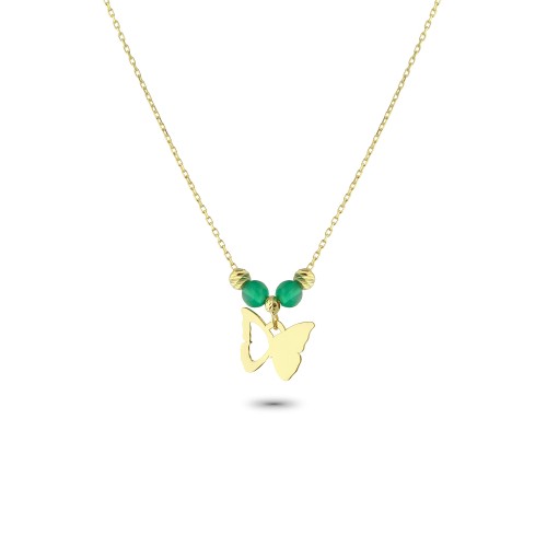 Glorria 14k Solid Gold Color Stone Butterfly Necklace Glorria 14k Solid Gold Color Stone Butterfly Necklace