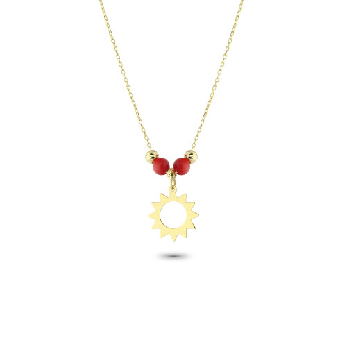 Glorria 14k Solid Gold Color Stone Sun Necklace Glorria 14k Solid Gold Color Stone Sun Necklace