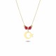 Glorria 14k Solid Gold Color Stone Moon and Star Necklace