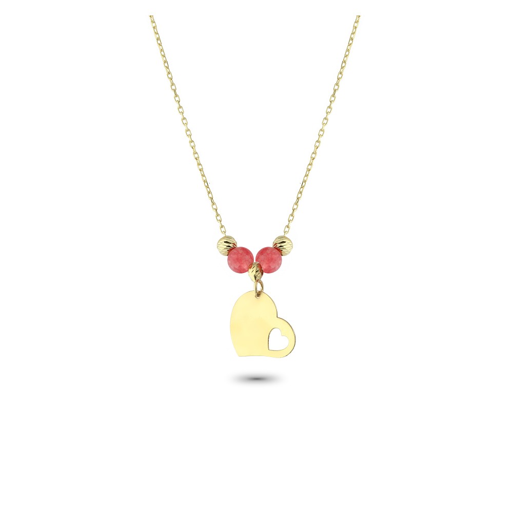 Glorria 14k Solid Gold Color Heart Necklace