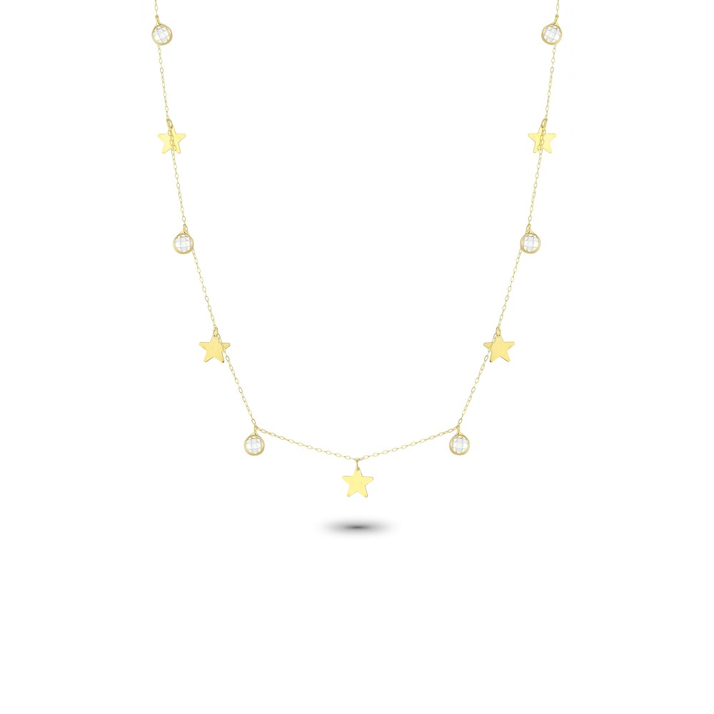 Glorria 14k Solid Gold Star Luck Necklace