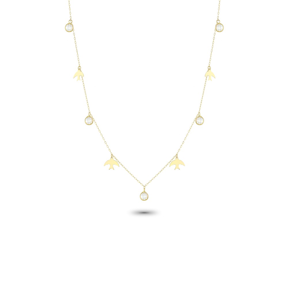 Glorria 14k Solid Gold Bird Luck Necklace