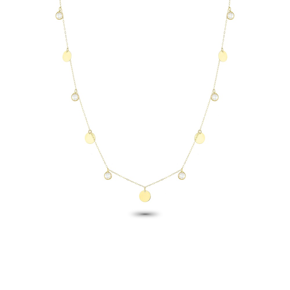 Glorria 14k Solid Gold Circle Luck Necklace