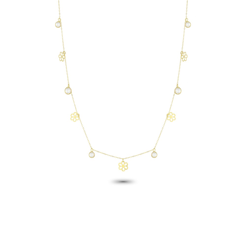 Glorria 14k Solid Gold Daisy Luck Necklace