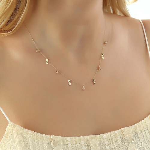 Glorria 14k Solid Gold Infinity Luck Necklace Glorria 14k Solid Gold Infinity Luck Necklace