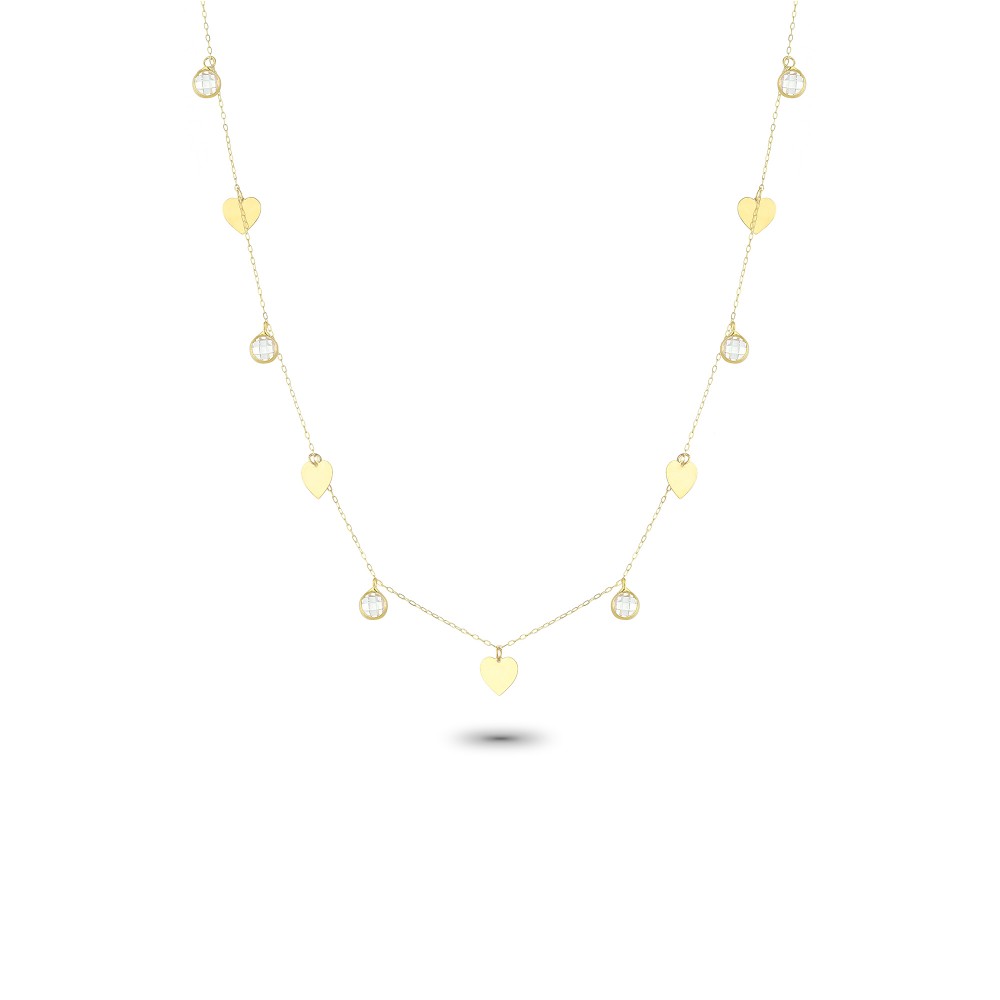 Glorria 14k Solid Gold Heart Luck Necklace