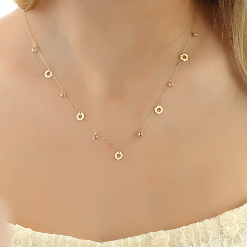 Glorria 14k Solid Gold Ring Luck Necklace Glorria 14k Solid Gold Ring Luck Necklace