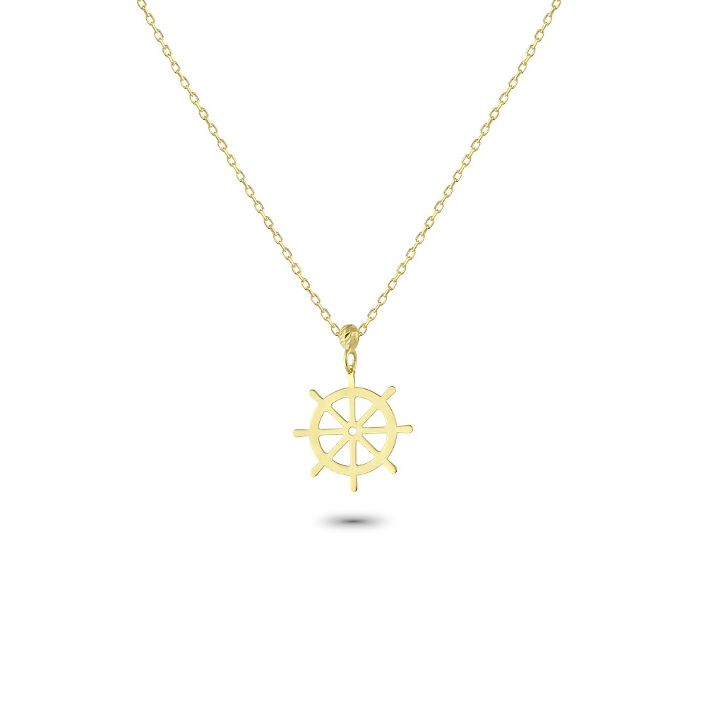 Glorria 14k Solid Gold Rudder Necklace