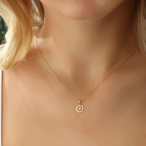 Glorria 14k Solid Gold Rudder Necklace Glorria 14k Solid Gold Rudder Necklace