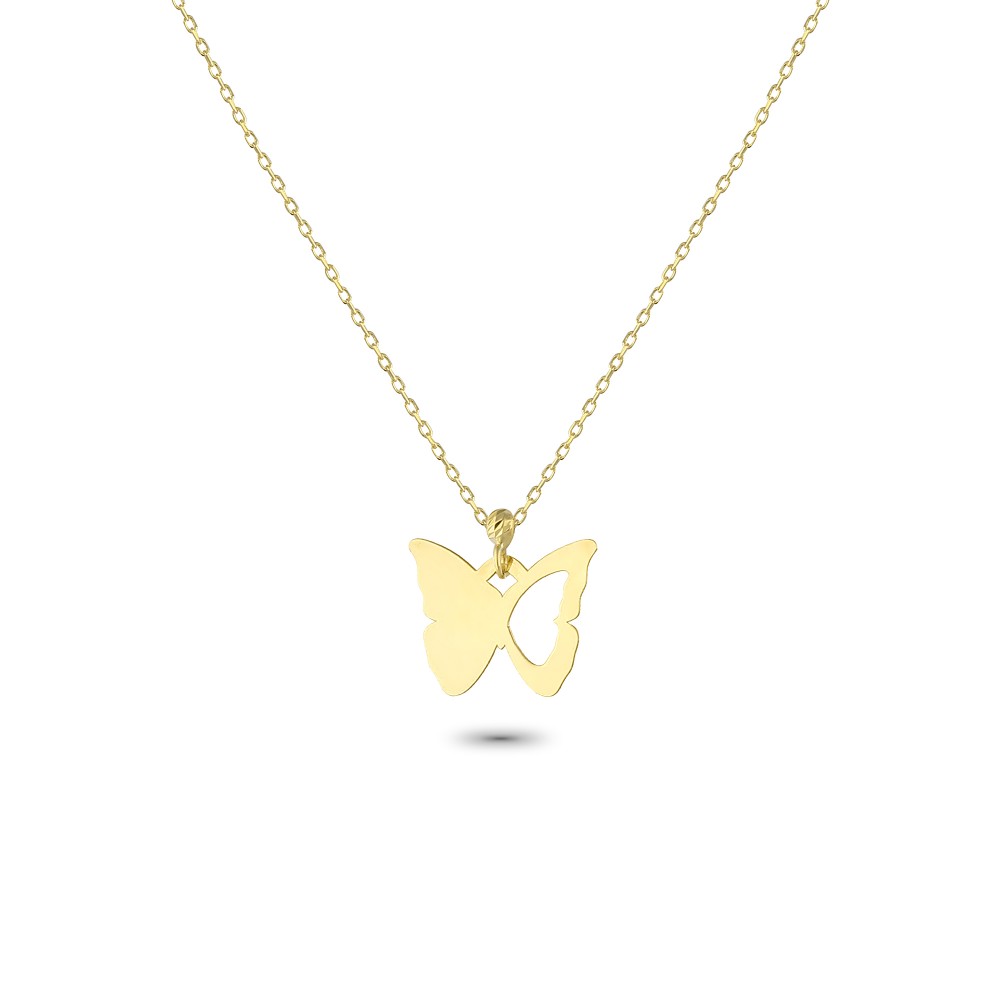 Glorria 14k Solid Gold Butterfly Necklace