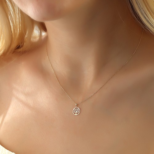 Glorria 14k Solid Gold Life Tree Necklace Glorria 14k Solid Gold Life Tree Necklace