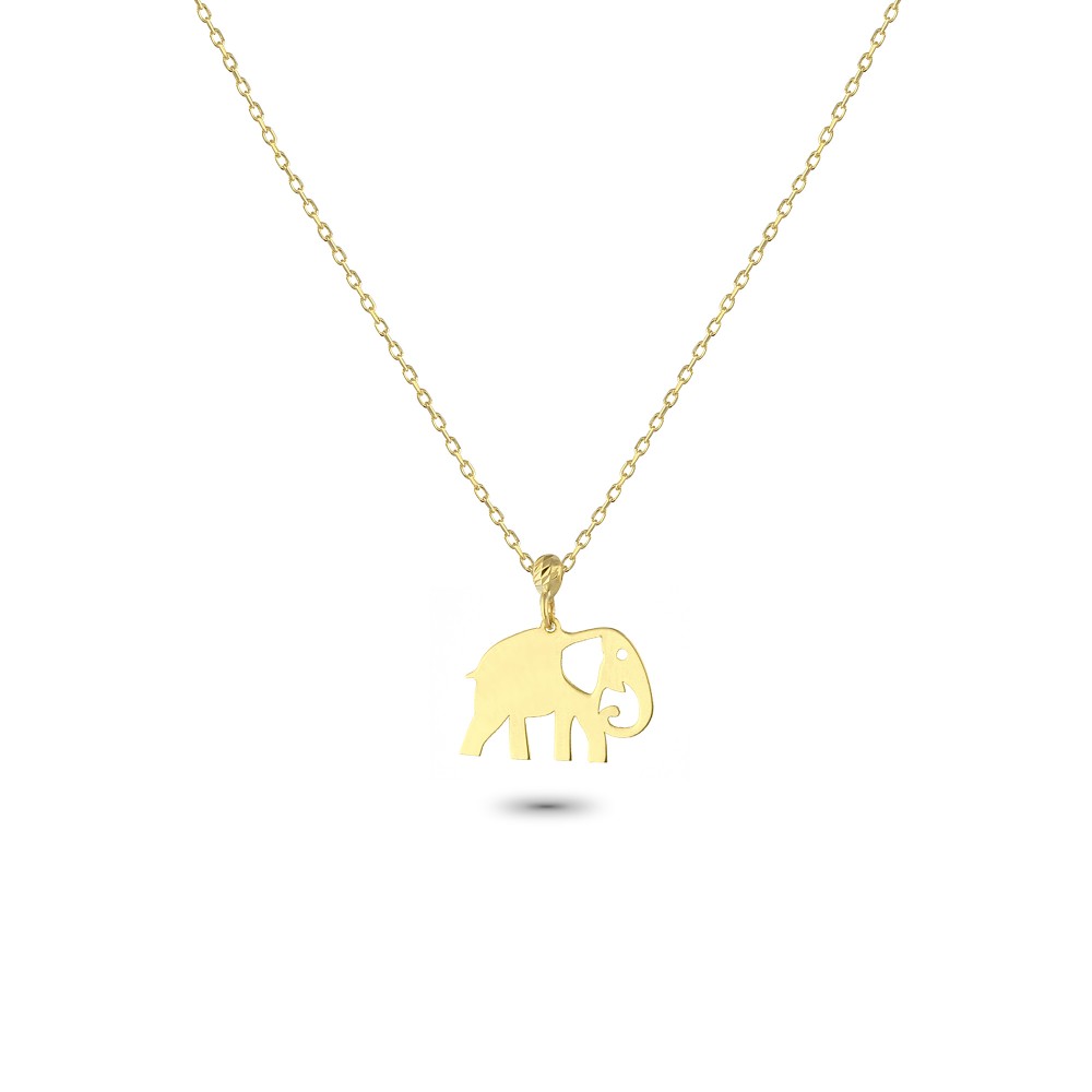 Glorria 14k Solid Gold Elephant Necklace