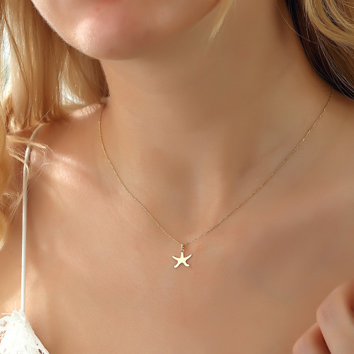 Glorria 14k Solid Gold Starfish Necklace Glorria 14k Solid Gold Starfish Necklace