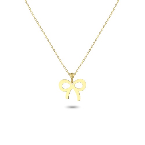Glorria 14k Solid Gold Bow Necklace