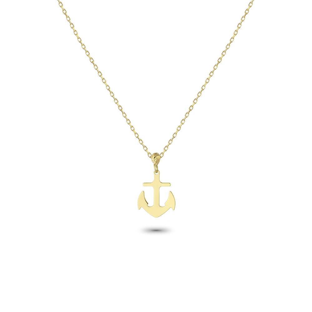 Glorria 14k Solid Gold Anchor Necklace
